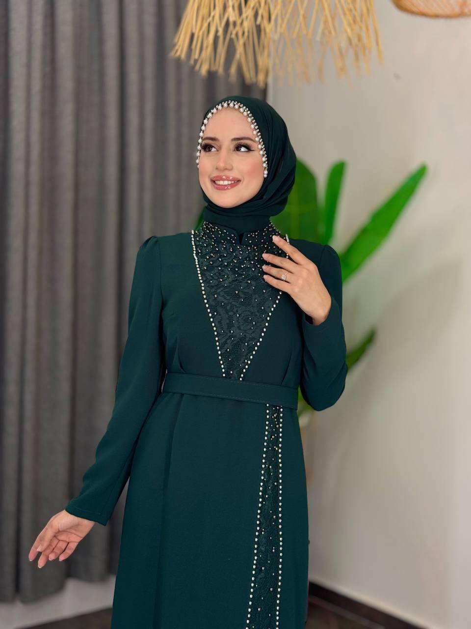 İncili Şifon Şal Bordo 