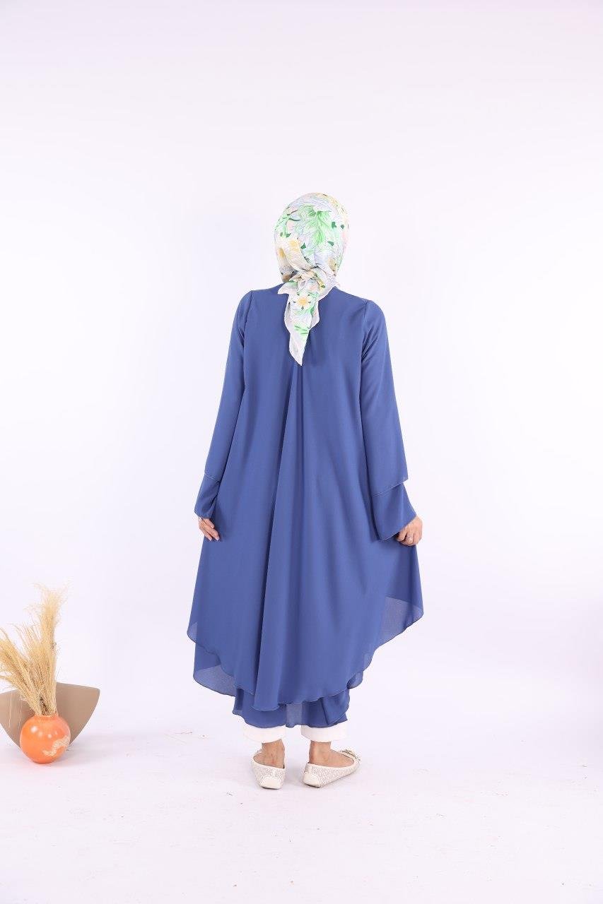 İndigo Şifon Kat Tunik 