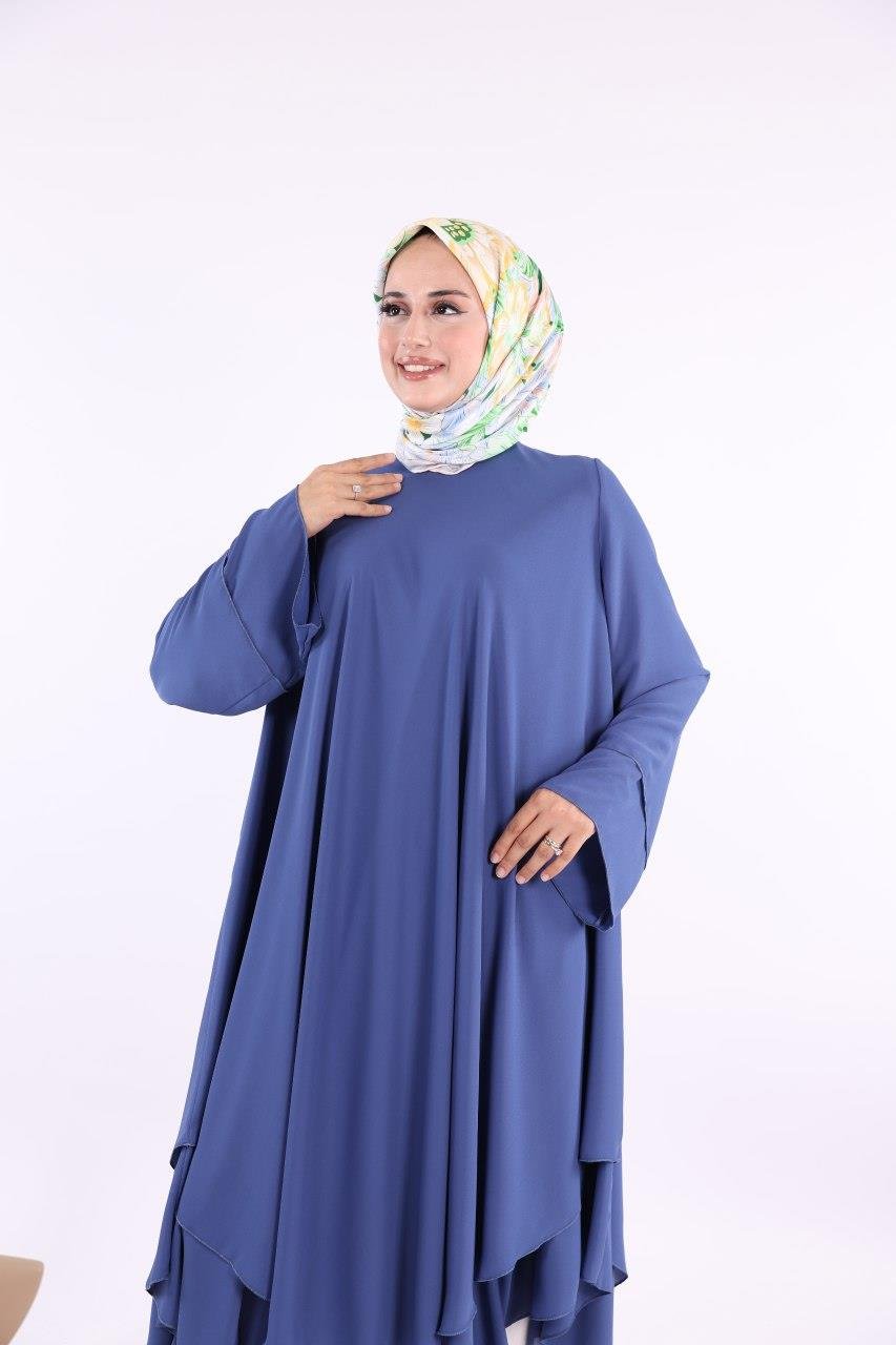 İndigo Şifon Kat Tunik 