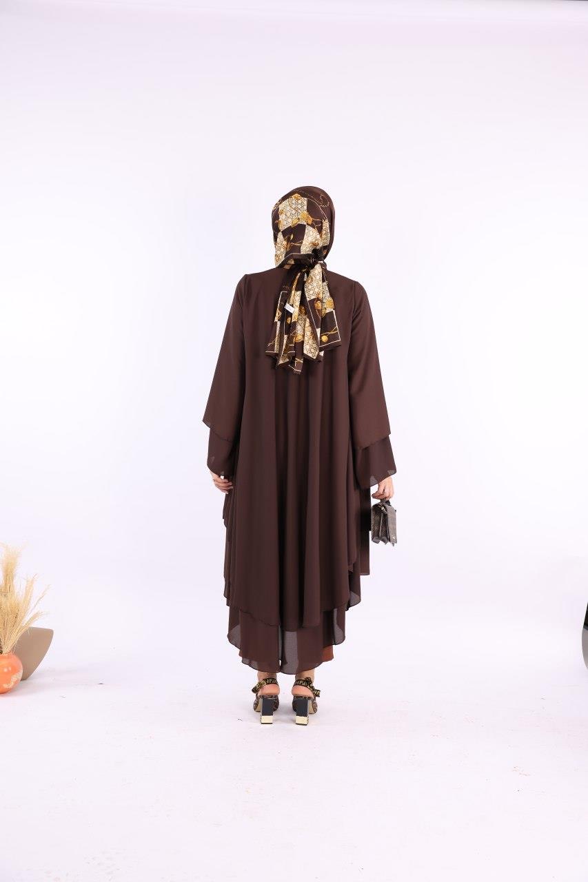 Kahverengi Şifon Kat Tunik 