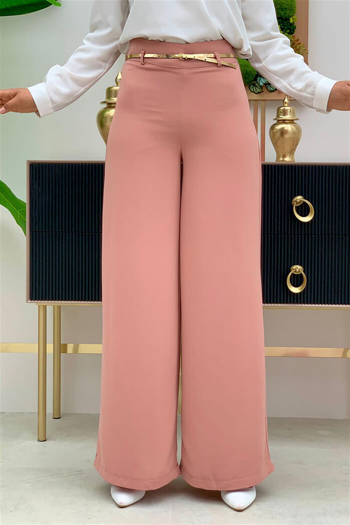 Kemer Aksesuarlı Pantolon Somon