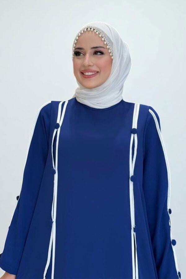 Krep Elbise Lacivert