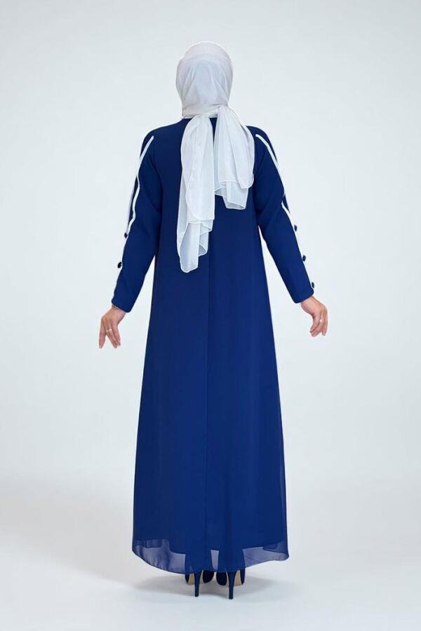 Krep Elbise Lacivert