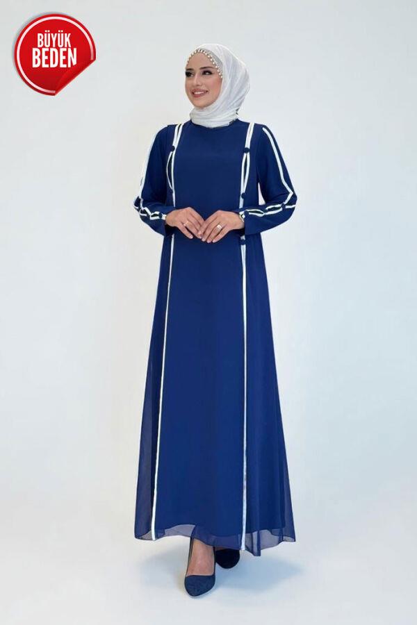 Krep Elbise Lacivert