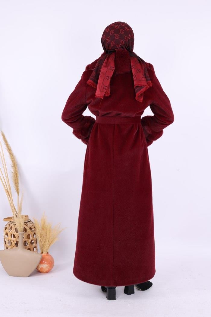 Kürklü Kaban Bordo 