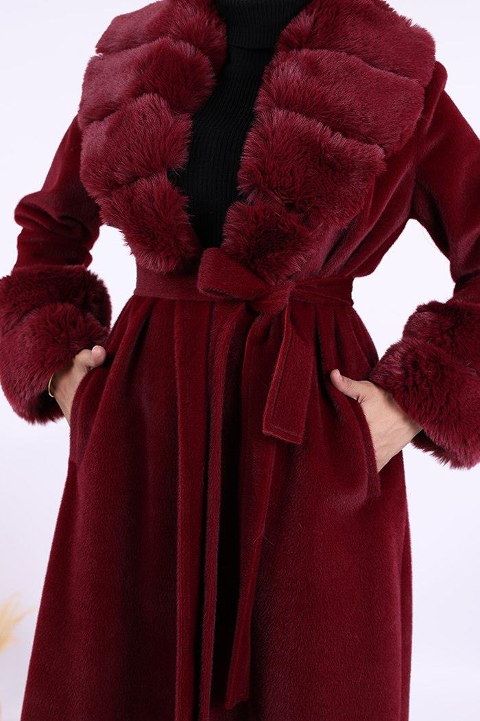 Kürklü Kaban Bordo 
