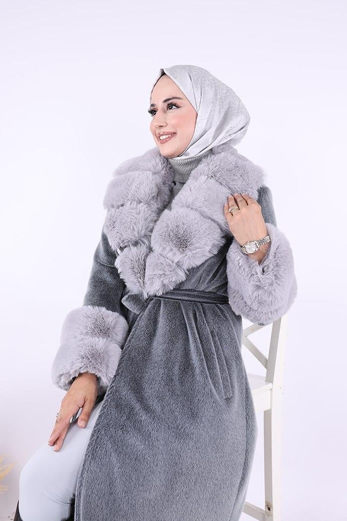 Kürklü Kaban Gri