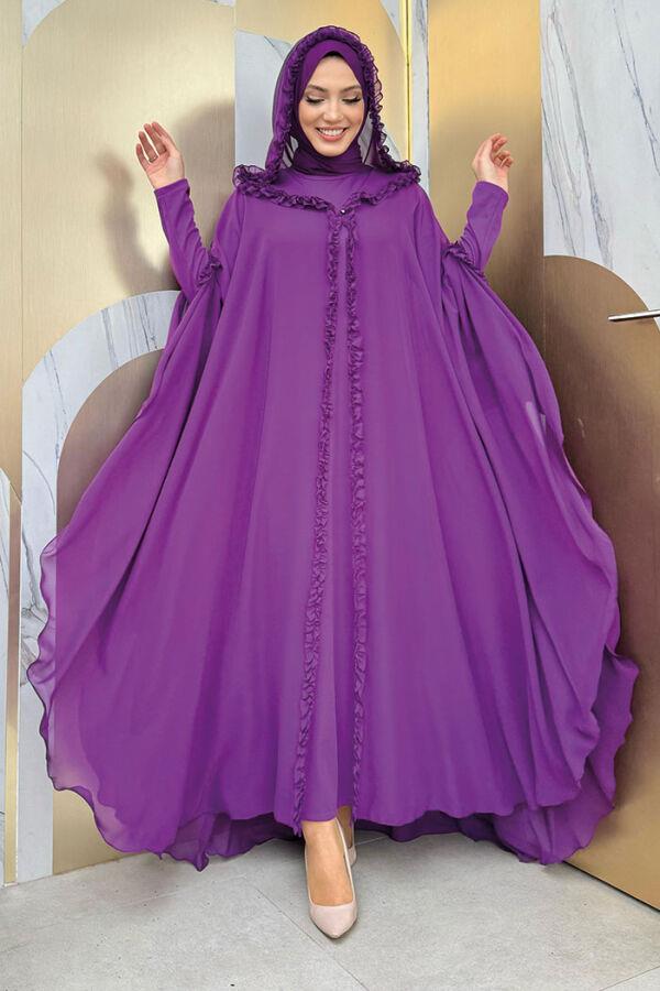 Mor Abiye Elbise Takim