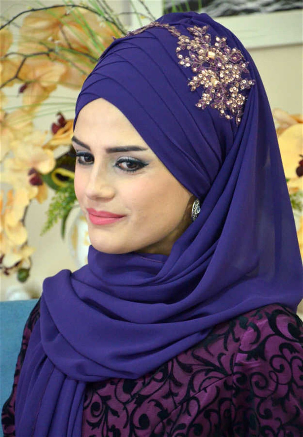 Mor Drapeli Bandana Şal