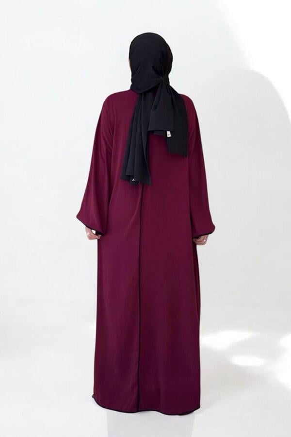 Önden Bağlamalı Abaya Bordo