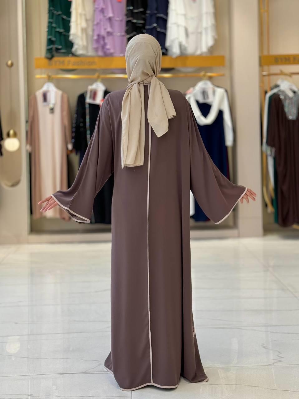 Önden Bağlamalı Abaya Kahverengi 