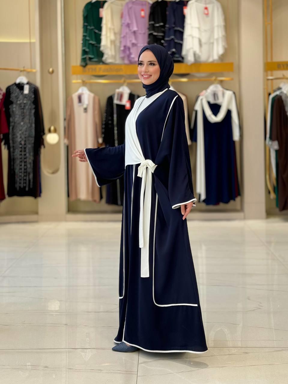 Önden Bağlamalı Abaya Lacivert