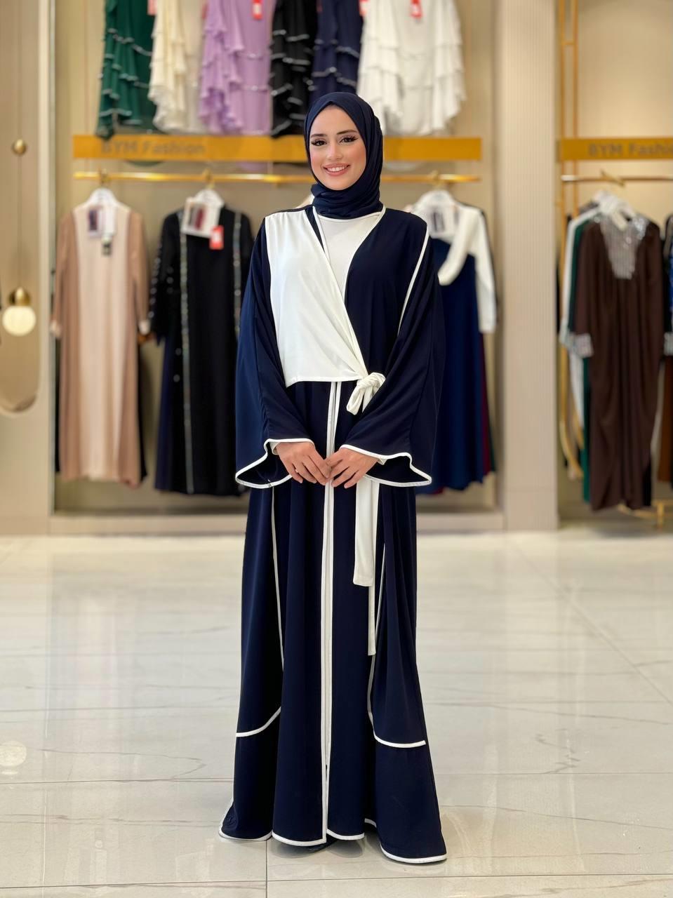 Önden Bağlamalı Abaya Lacivert