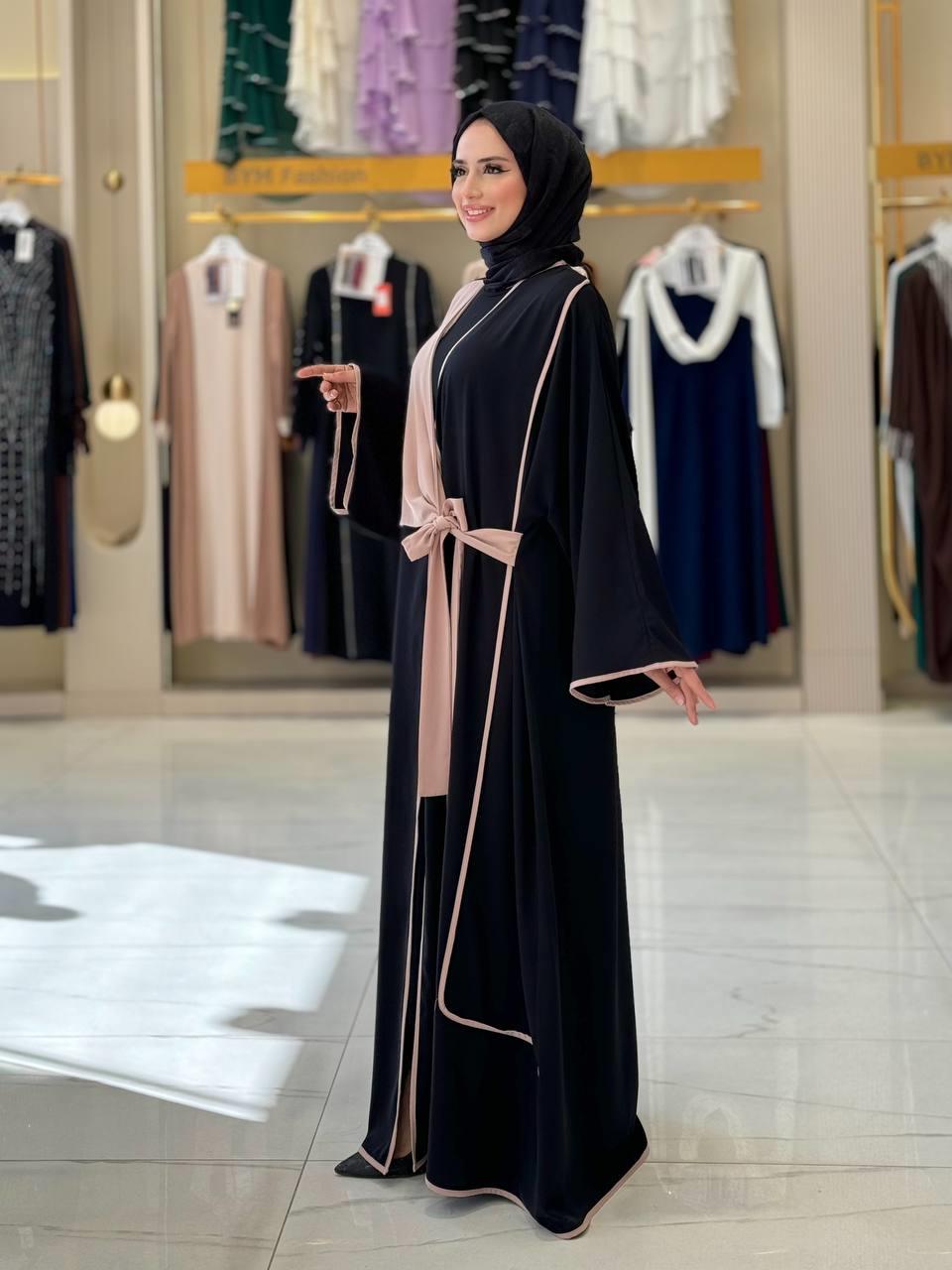 Önden Bağlamalı Abaya Siyah