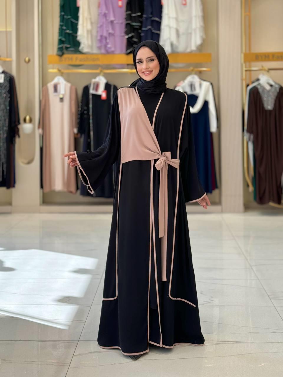 Önden Bağlamalı Abaya Siyah