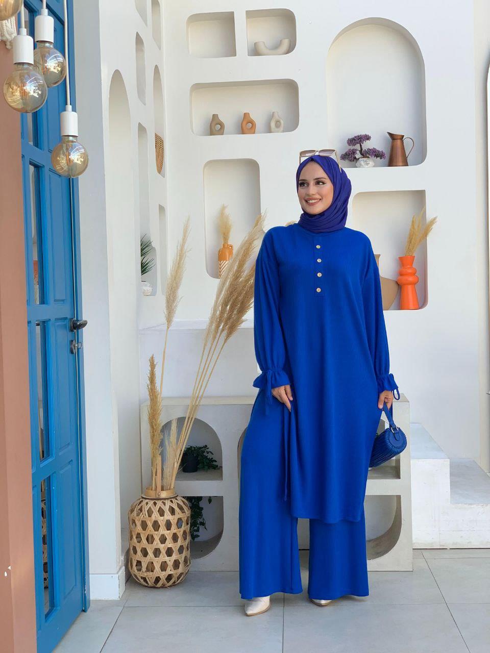 Örme Tunik ve Pantolon İkili Takım Saks