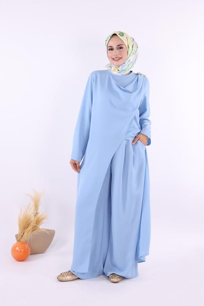 Pantolon Tunik Takım Bebe Mavisi