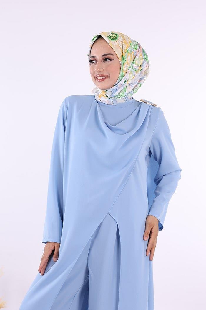 Pantolon Tunik Takım Bebe Mavisi
