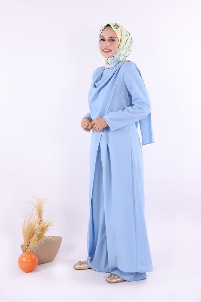 Pantolon Tunik Takım Bebe Mavisi