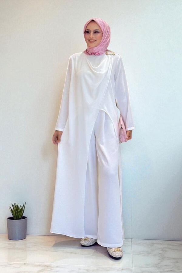 Pantolon Tunik Takım Ekru