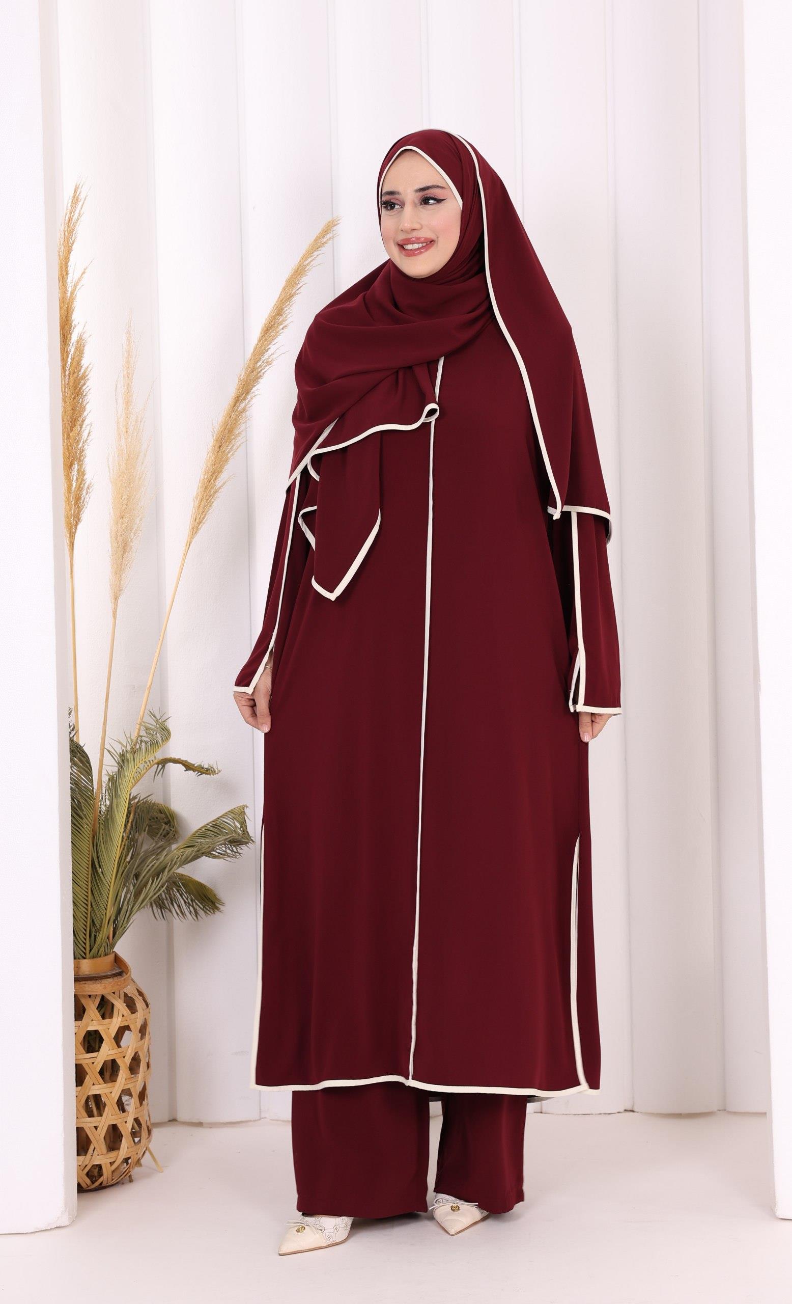 Pantolon Tunik Ve Şal Takım Mürdüm 