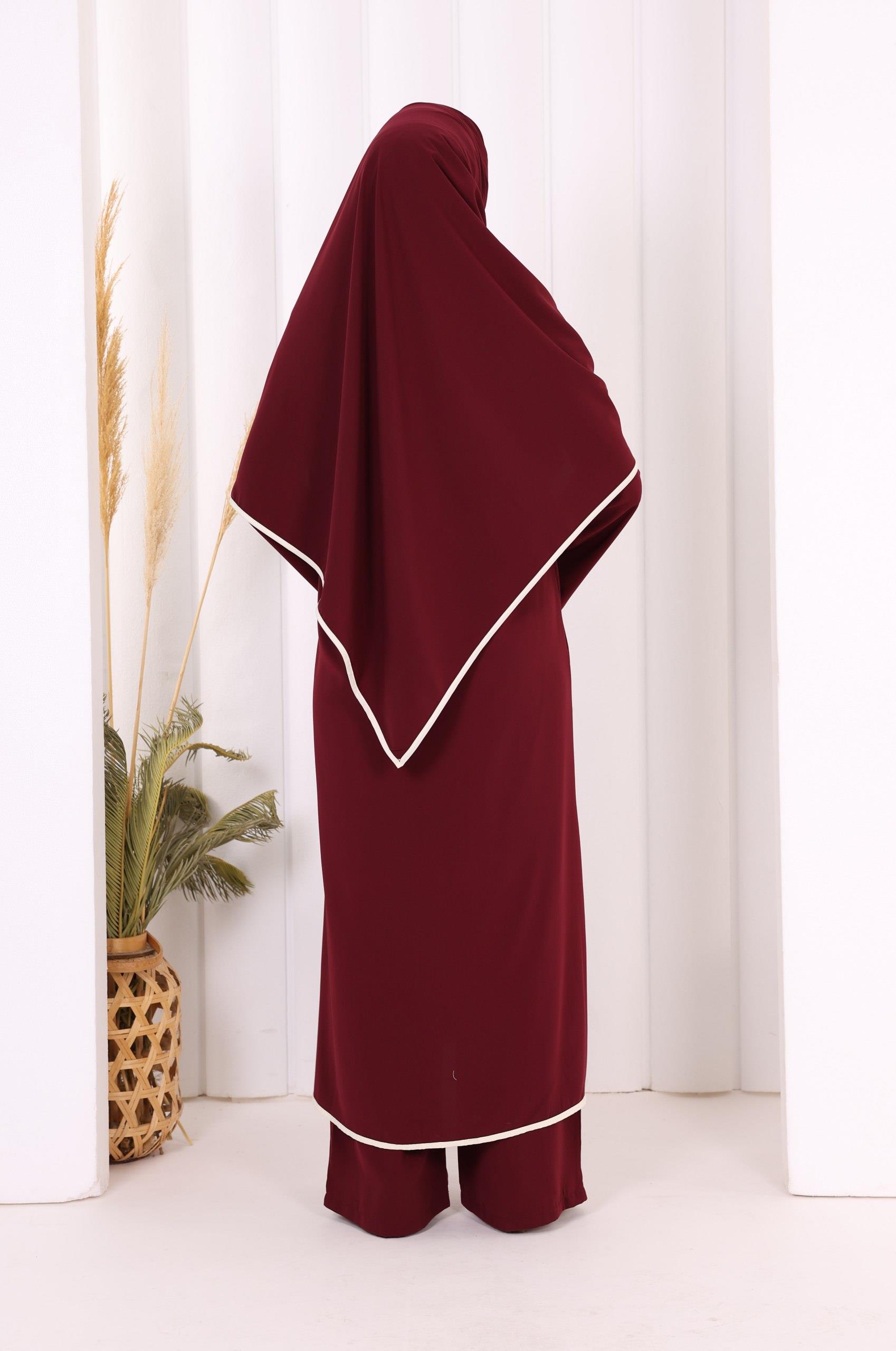 Pantolon Tunik Ve Şal Takım Mürdüm 