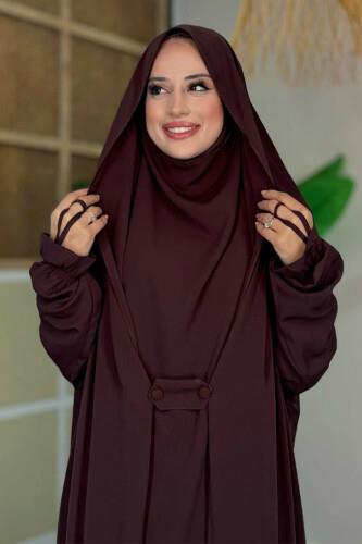 Peçeli Sufleli Cilbab Kahverengi 