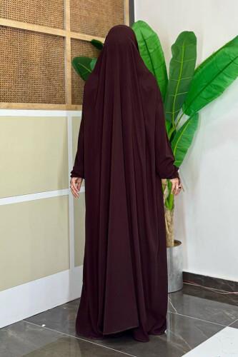 Peçeli Sufleli Cilbab Kahverengi 