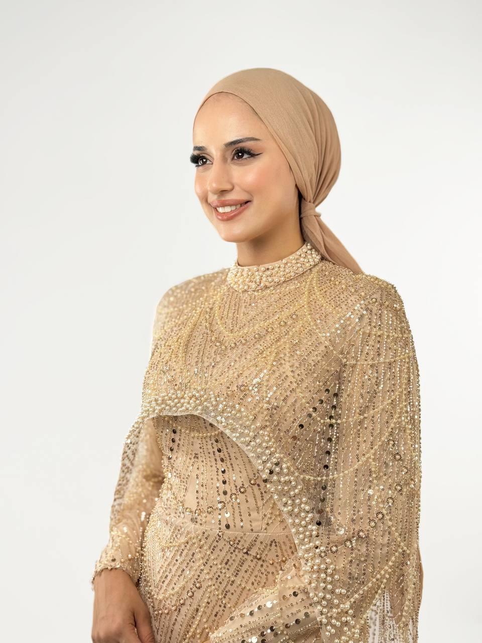 Pelerinli Abiye Gold