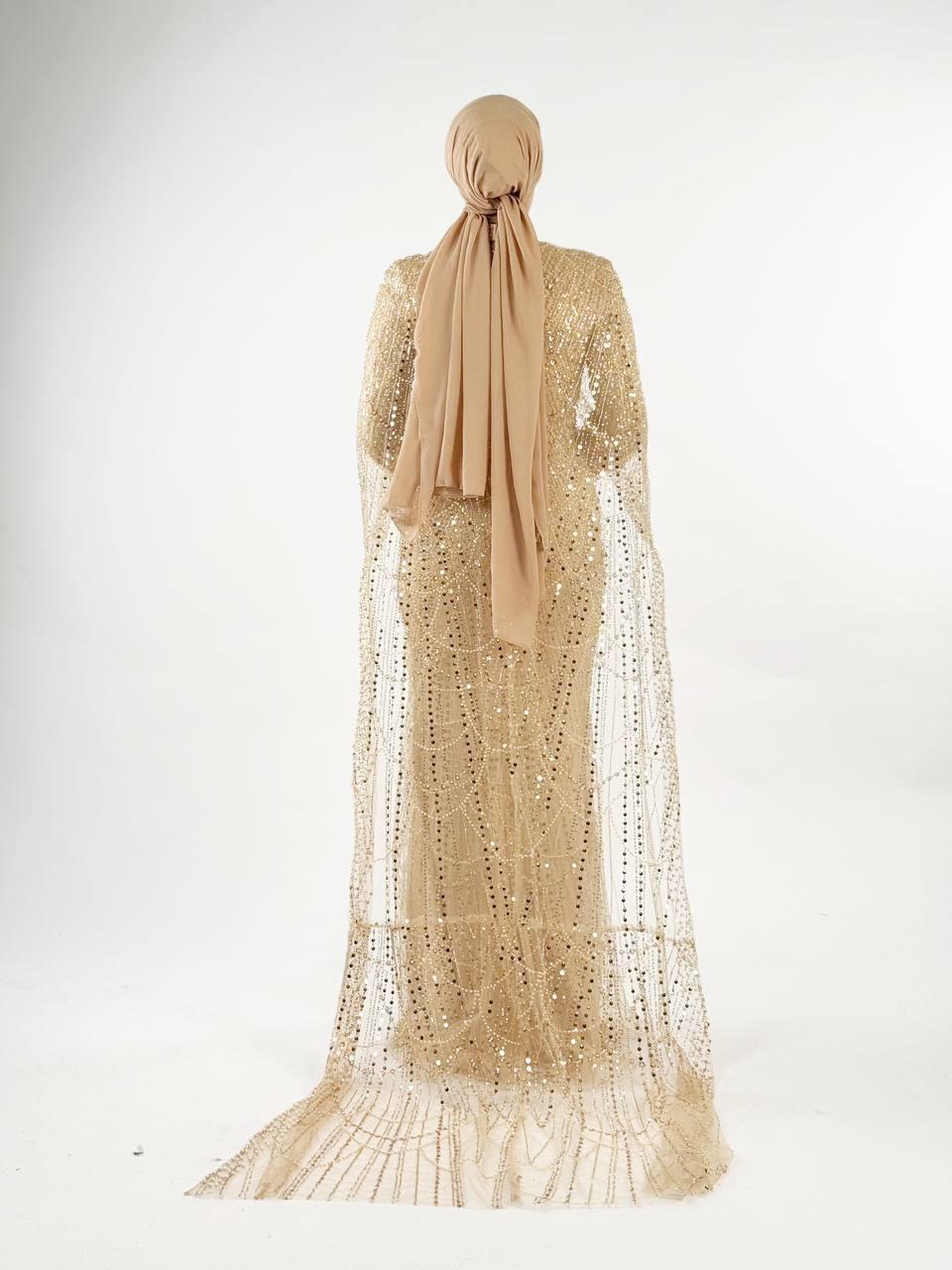 Pelerinli Abiye Gold