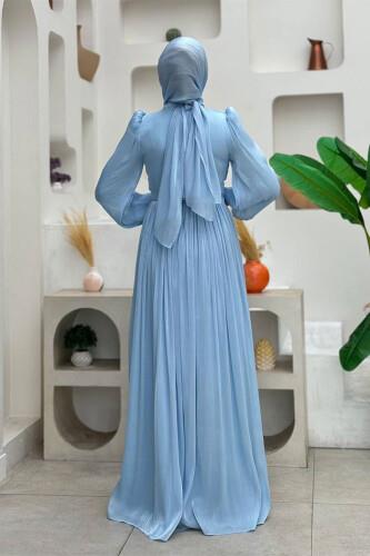 Pileli Abiye Elbise Mint