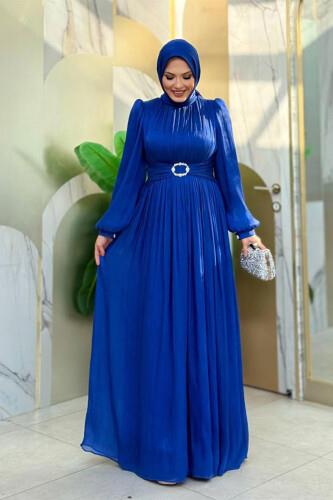 Pileli Abiye Elbise Şaks