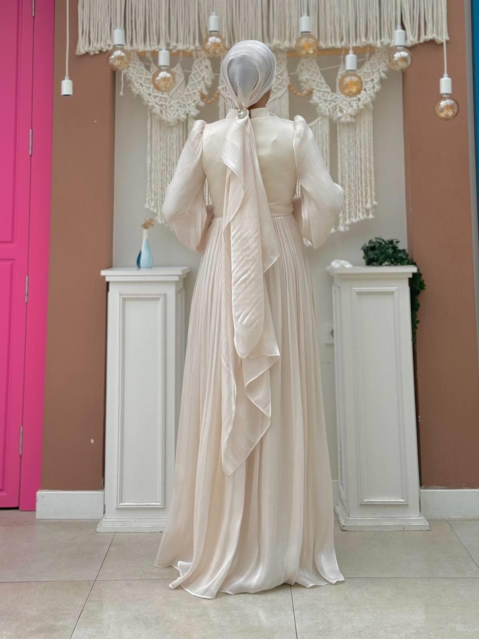 Pileli Abiye Elbise Taş