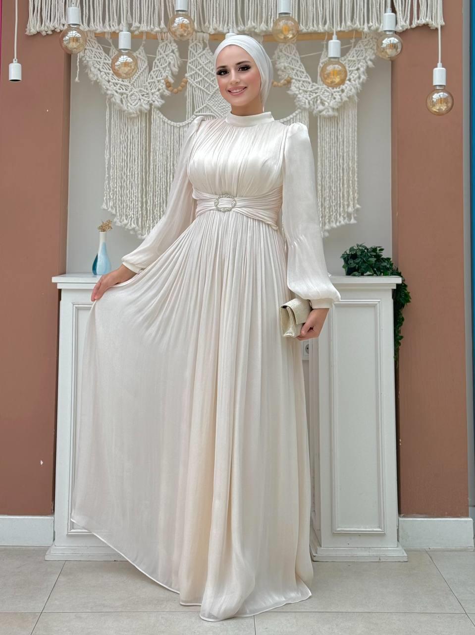 Pileli Abiye Elbise Taş