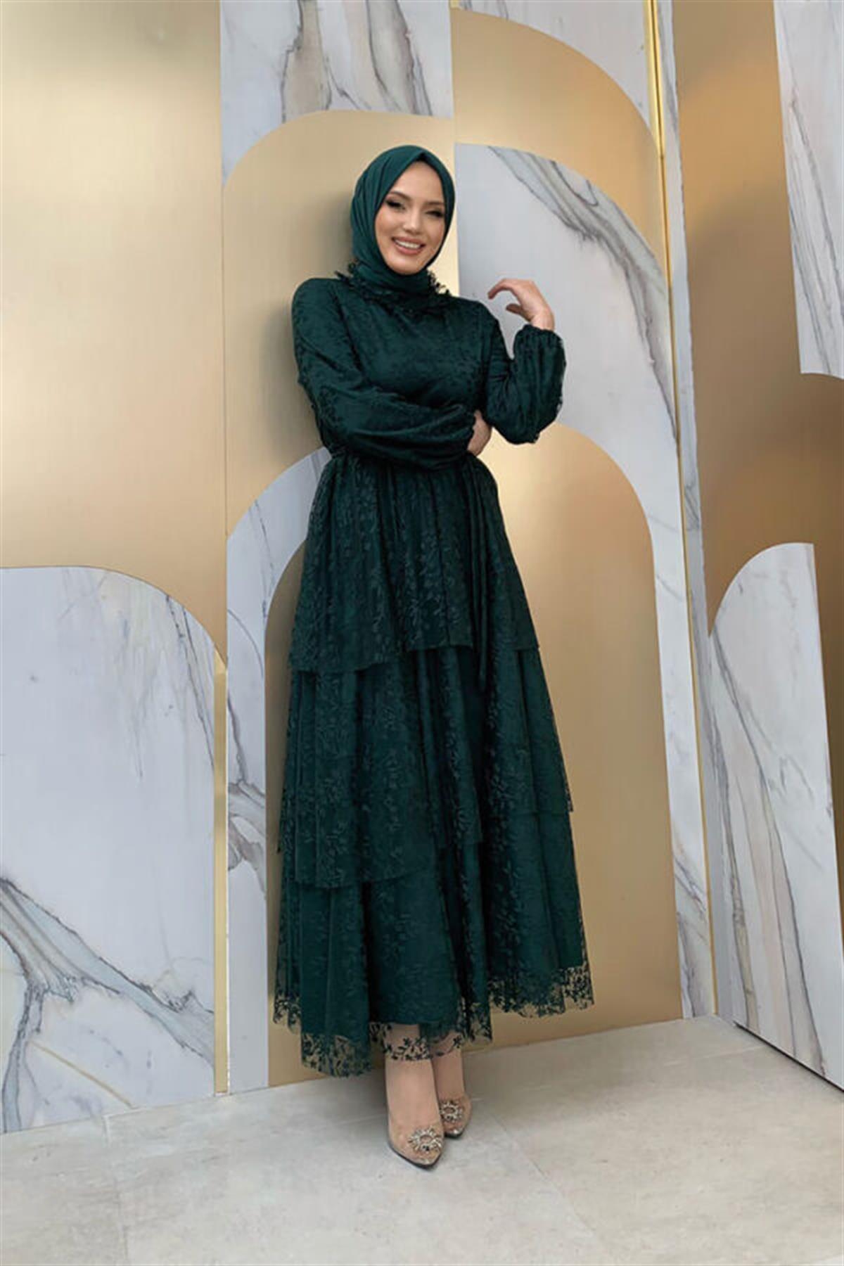 Gri Dantel Kat Elbise 