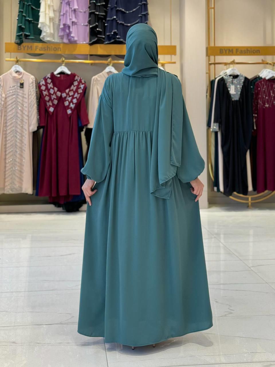 Şallı Kruvaze Namaz Elbisesi Mint