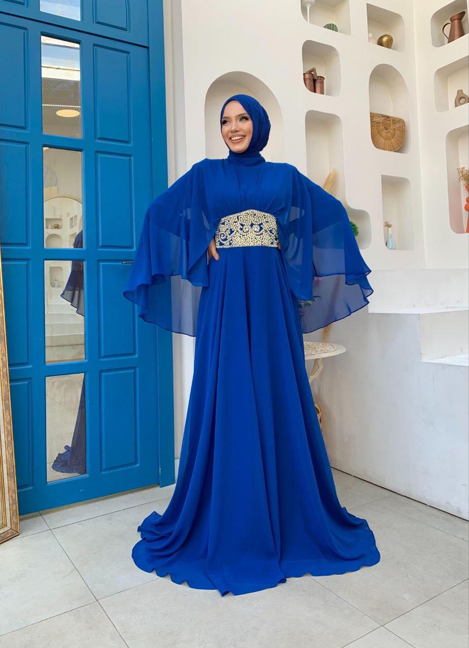 Şifon Abiye Elbise Saks