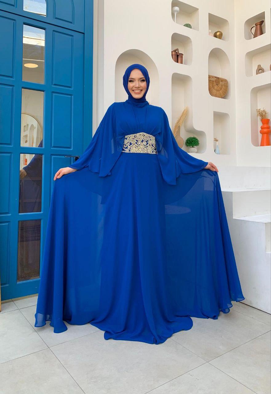 Şifon Abiye Elbise Saks