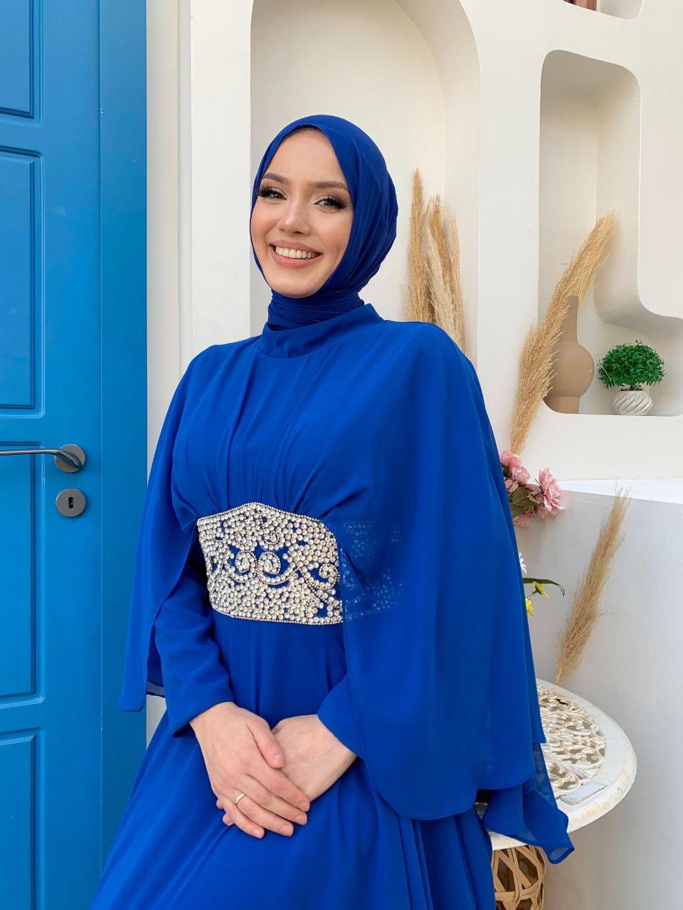 Şifon Abiye Elbise Saks