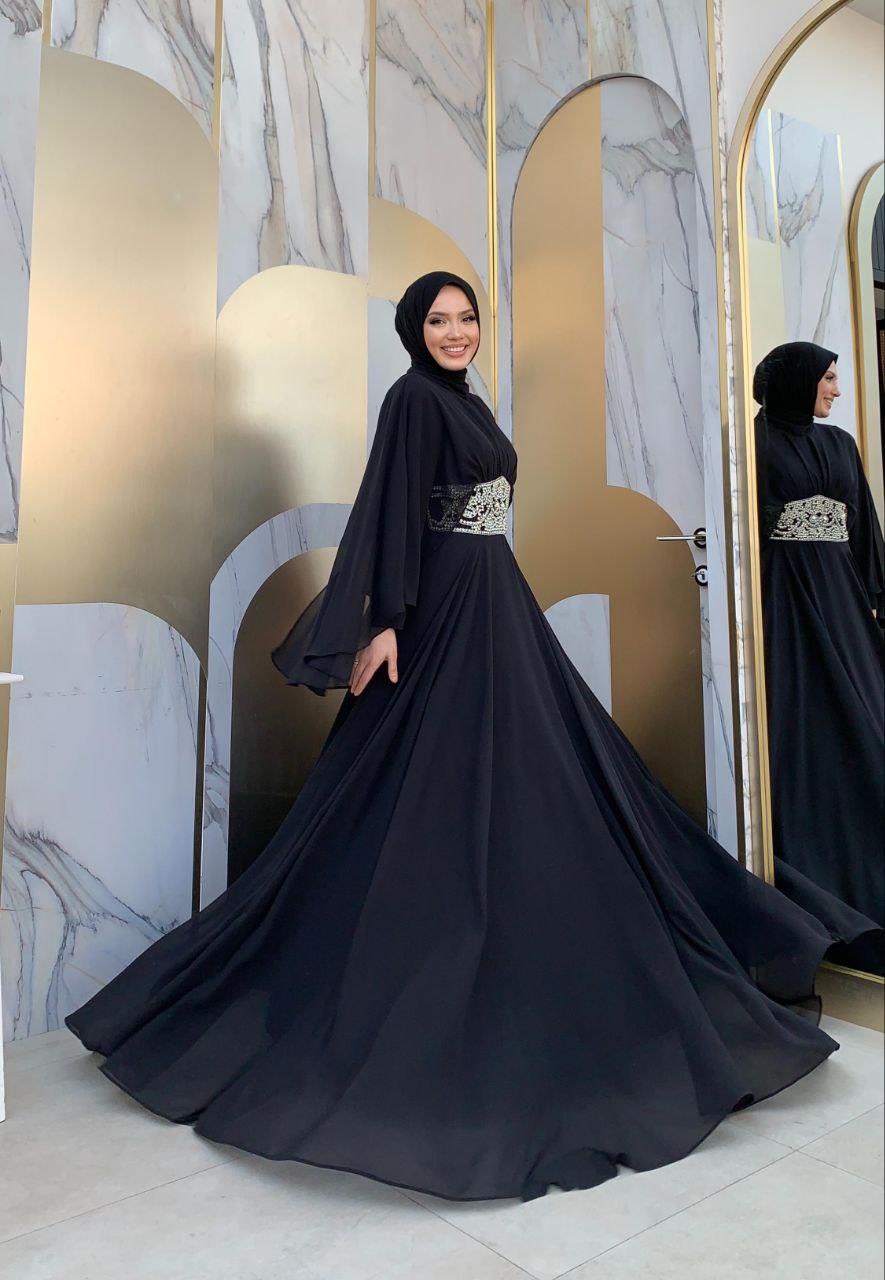 Şifon Abiye Elbise Siyah