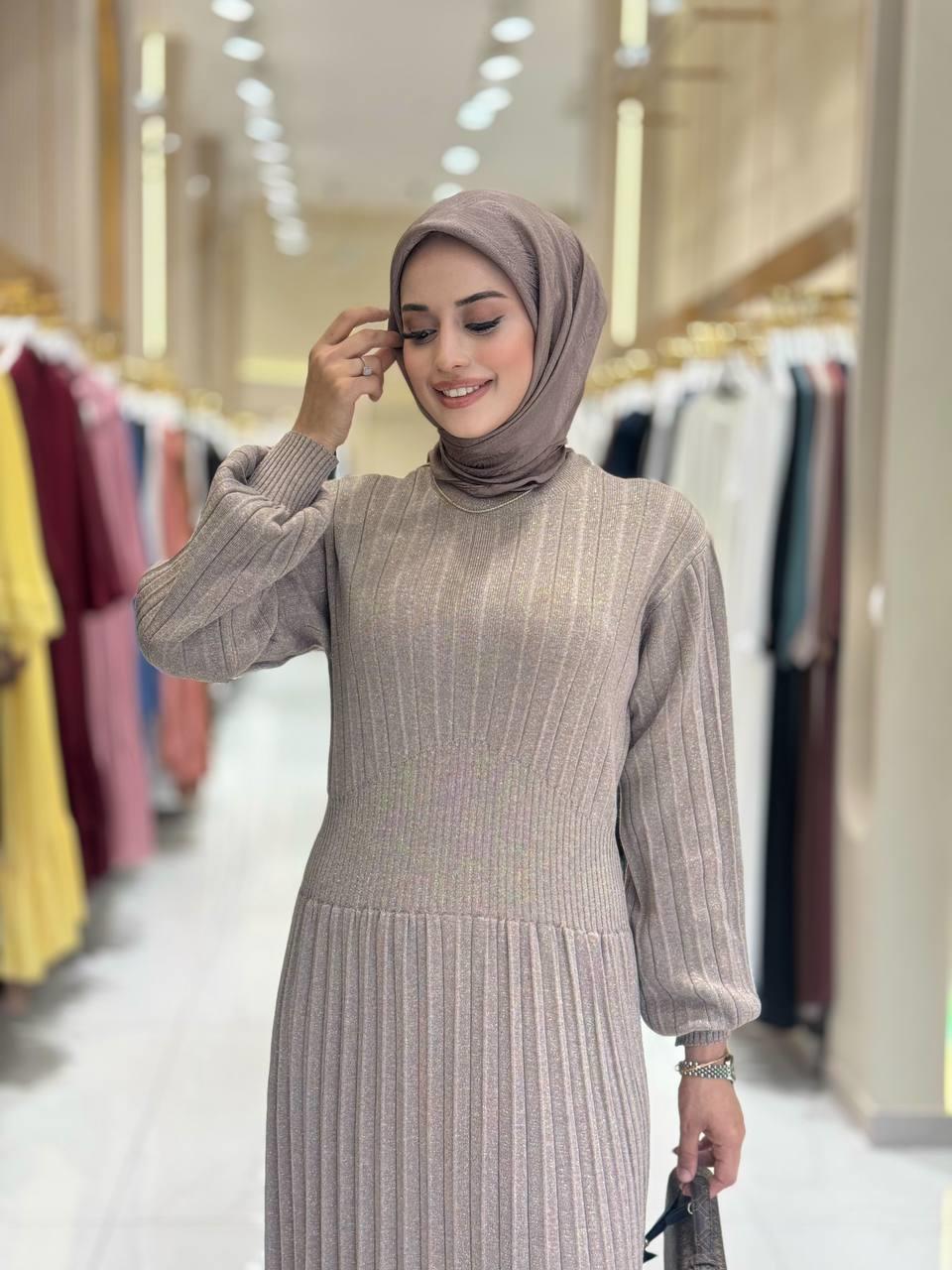 Simli Triko Elbise Lacivert