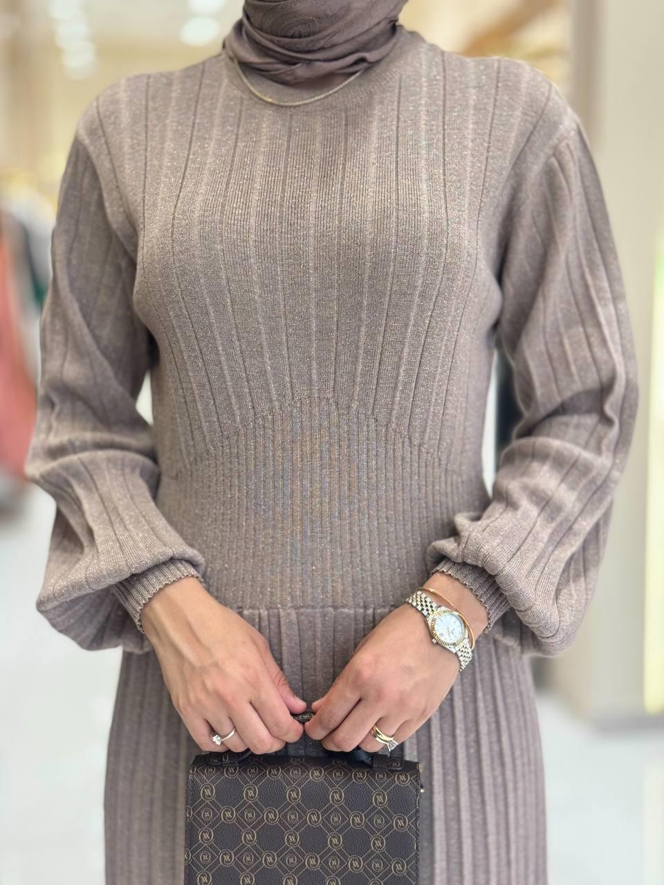 Simli Triko Elbise Lacivert