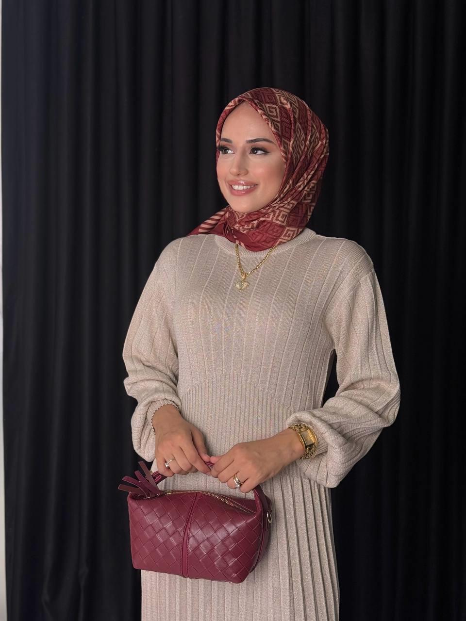 Simli Triko Elbise Taş 