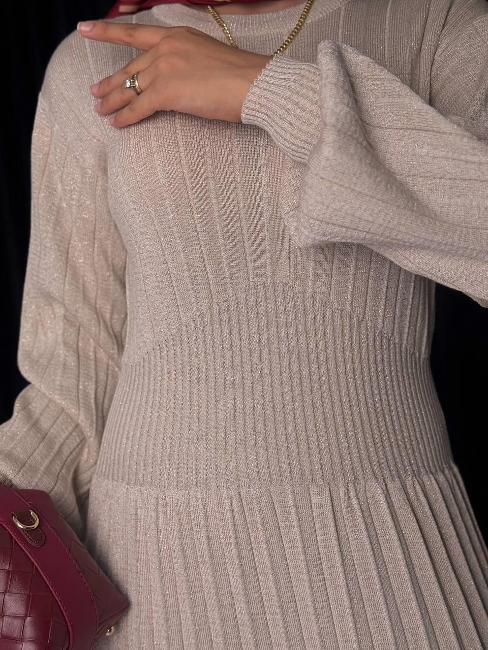 Simli Triko Elbise Taş 