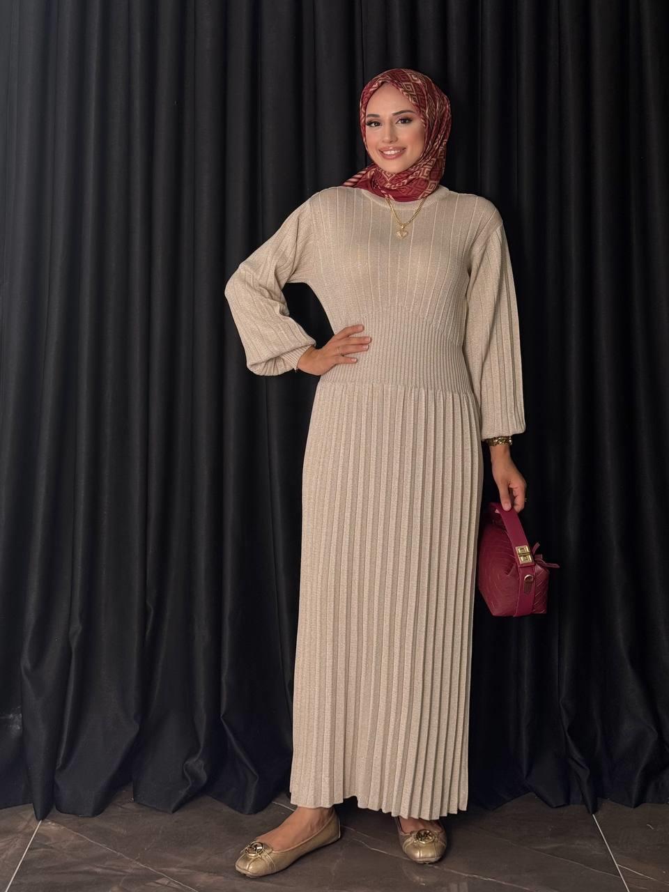 Simli Triko Elbise Taş 