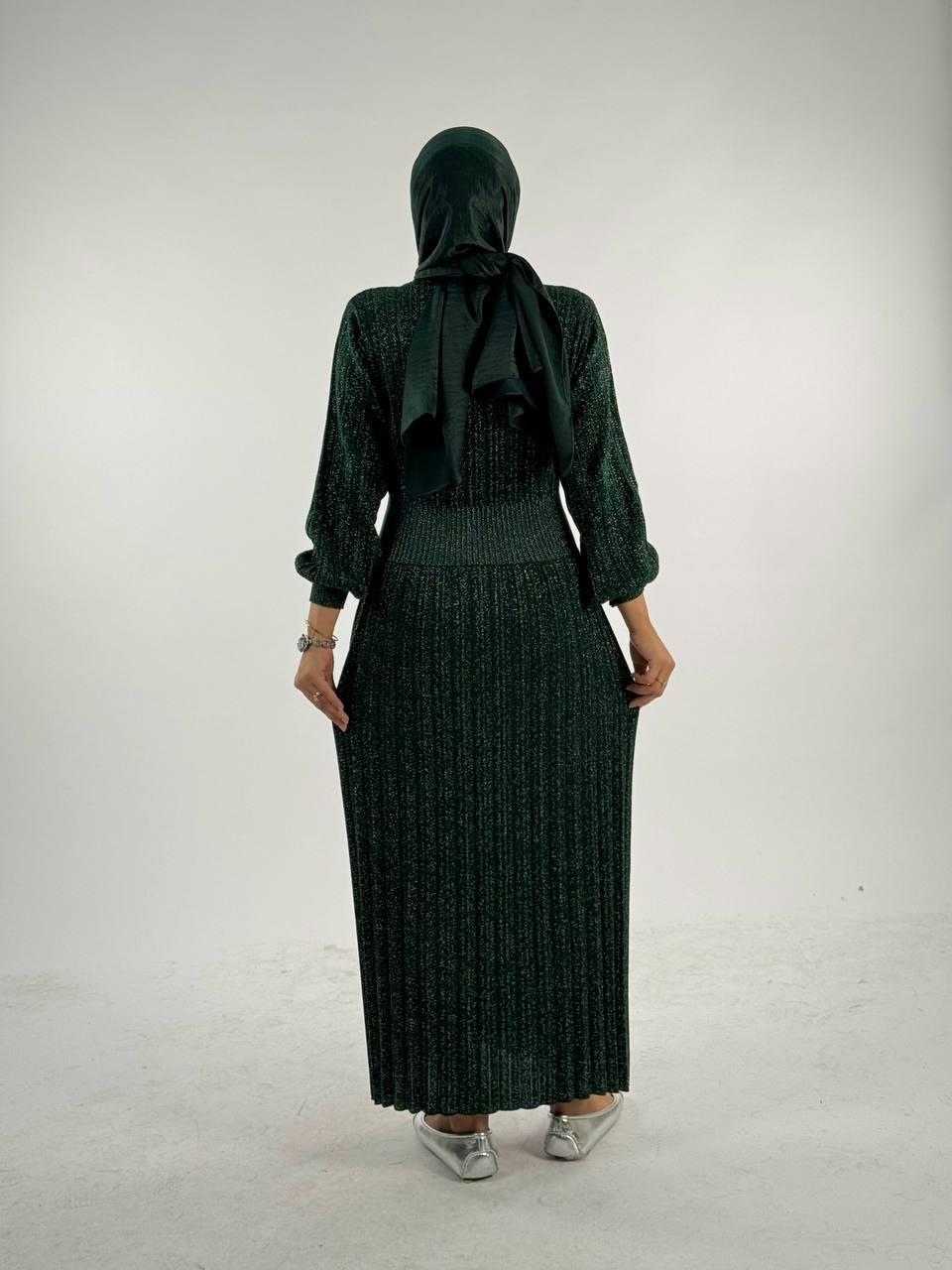 Simli Triko Elbise Zümrüt