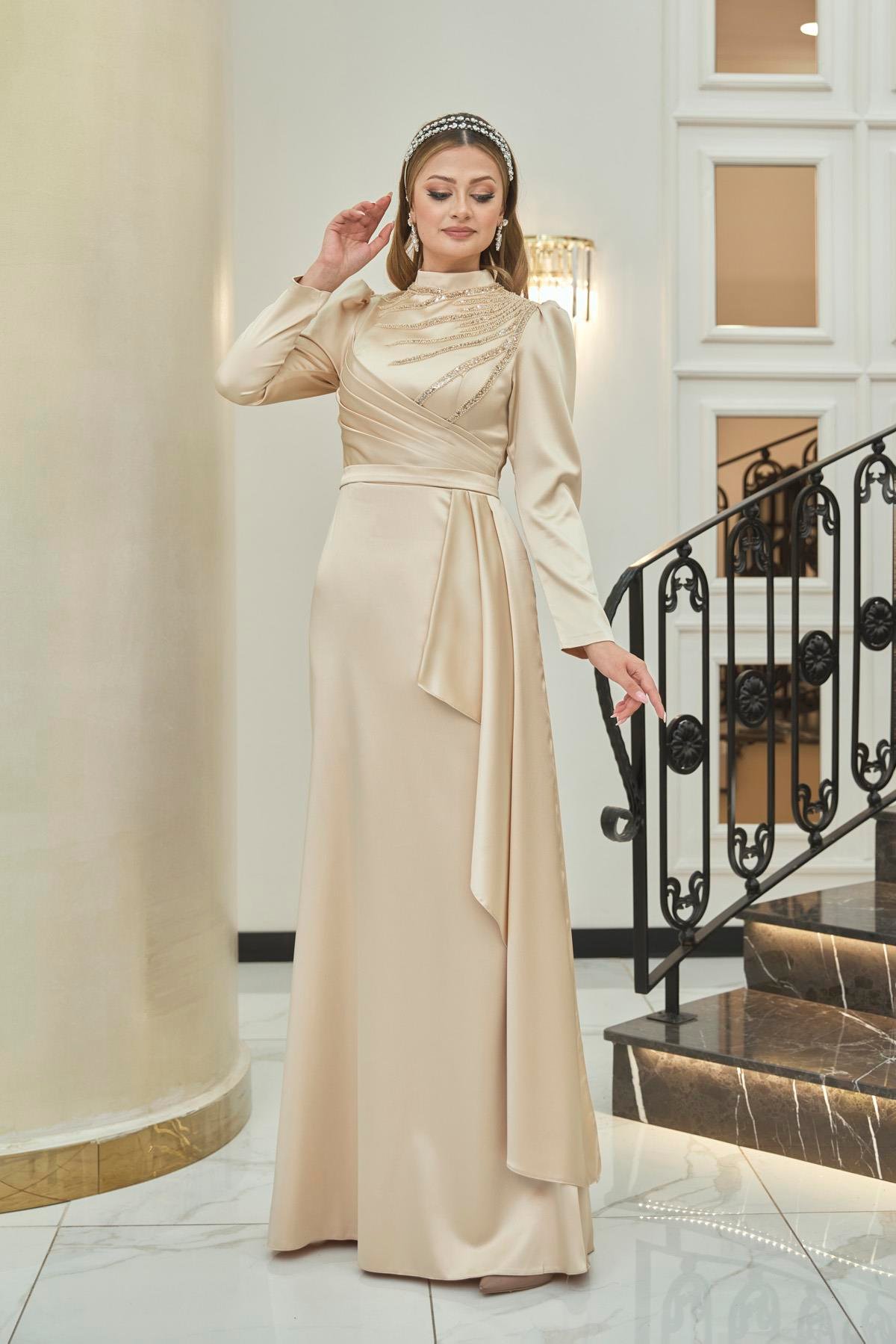 Sırma Tesettür Abiye Gold