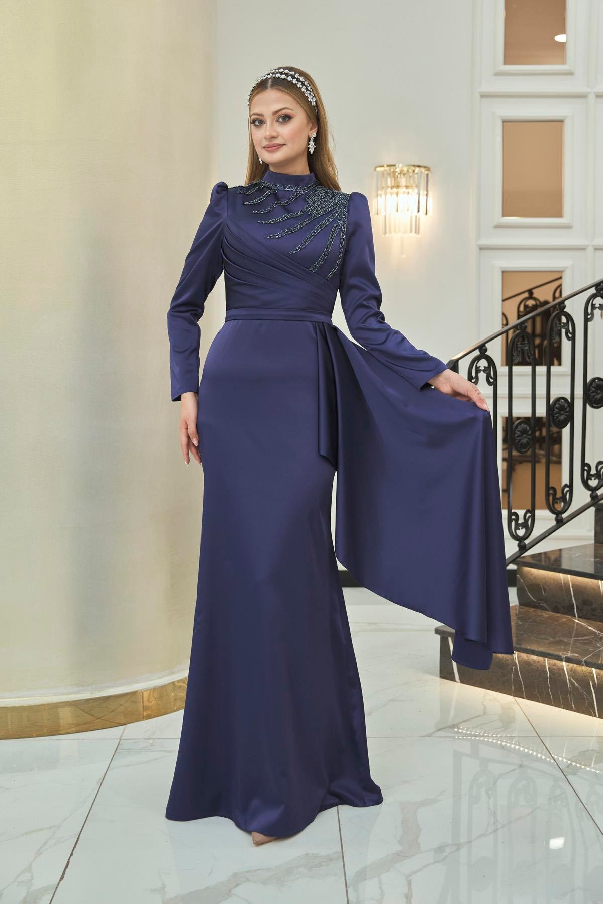 Sırma Tesettür Abiye Lacivert