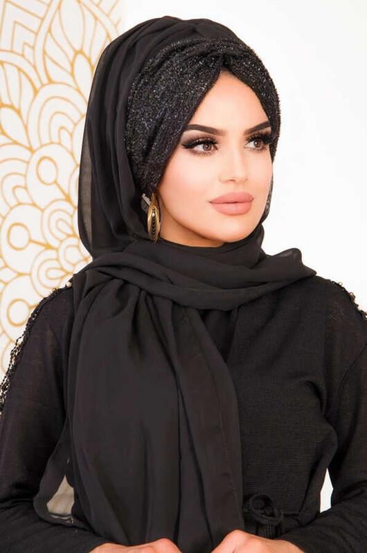 Siyah Hazır Abiye Şal