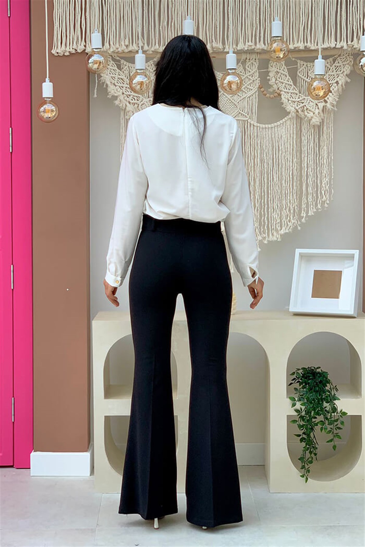 Siyah İspanyol Paça Pantolon 